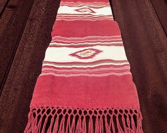 Handwoven scandinavian wool table runner; nordic boho decor, rustic farmhouse table textile