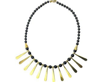 African Hammered Handmade Brass Spokes Sunburst Necklace