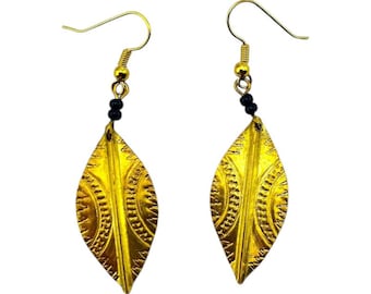 Handmade African Recycled Brass Shield Earrings