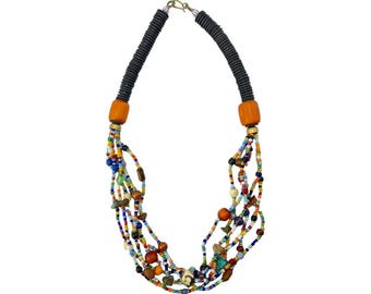 African Maasai Mixed Material Bead Necklace