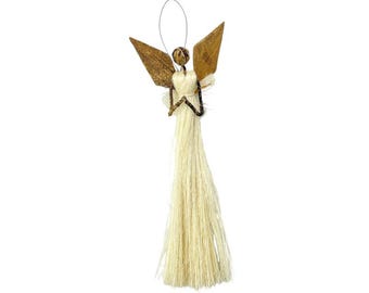 Handmade African Christmas Ornament - Banana Fiber Angel