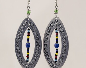 Aluminum Hand Stamped Shield Shaped Earrings