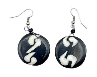 African Tribal Mask Bone Earrings