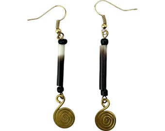Nungu Porcupine Quill Brass Handmade African Earrings