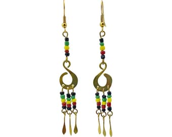 African Brass Maasai Beads Rasta Earrings