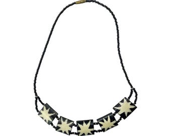 African Necklace - Handmade Starburst Cow Bone Necklace