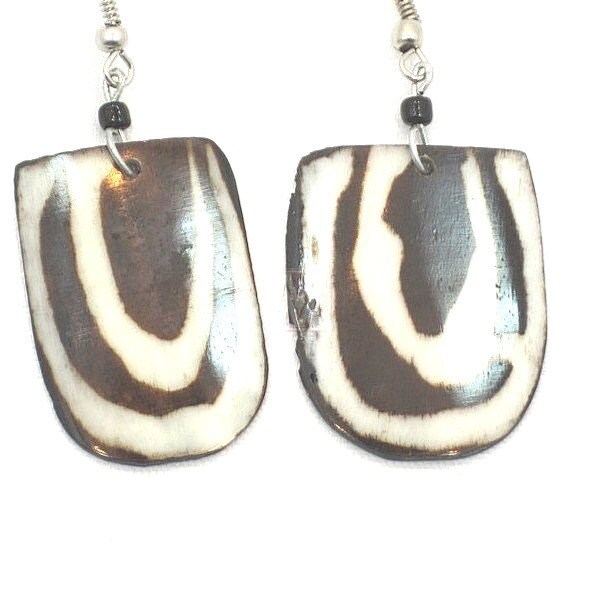 Africa Ethnic Mud-cloth Print Batik Cow Bone Maasai Dangle Earring 501-44