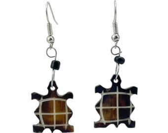 African Handmade Tortoise Brown Bone earrings