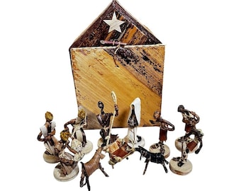 African Nativity Set - Handmade Banana Fiber
