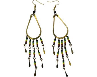 African Brass Maasai Beads Rasta Earrings