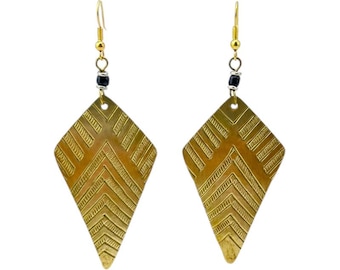 African Handmade Jewelry Brass Maasai Kite Triangle Earrings