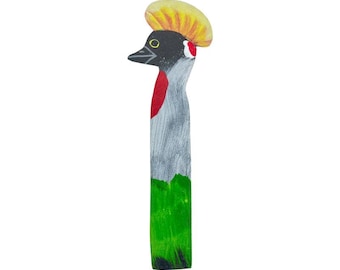Handmade African Grey Crowned Crane Leather Bookmark
