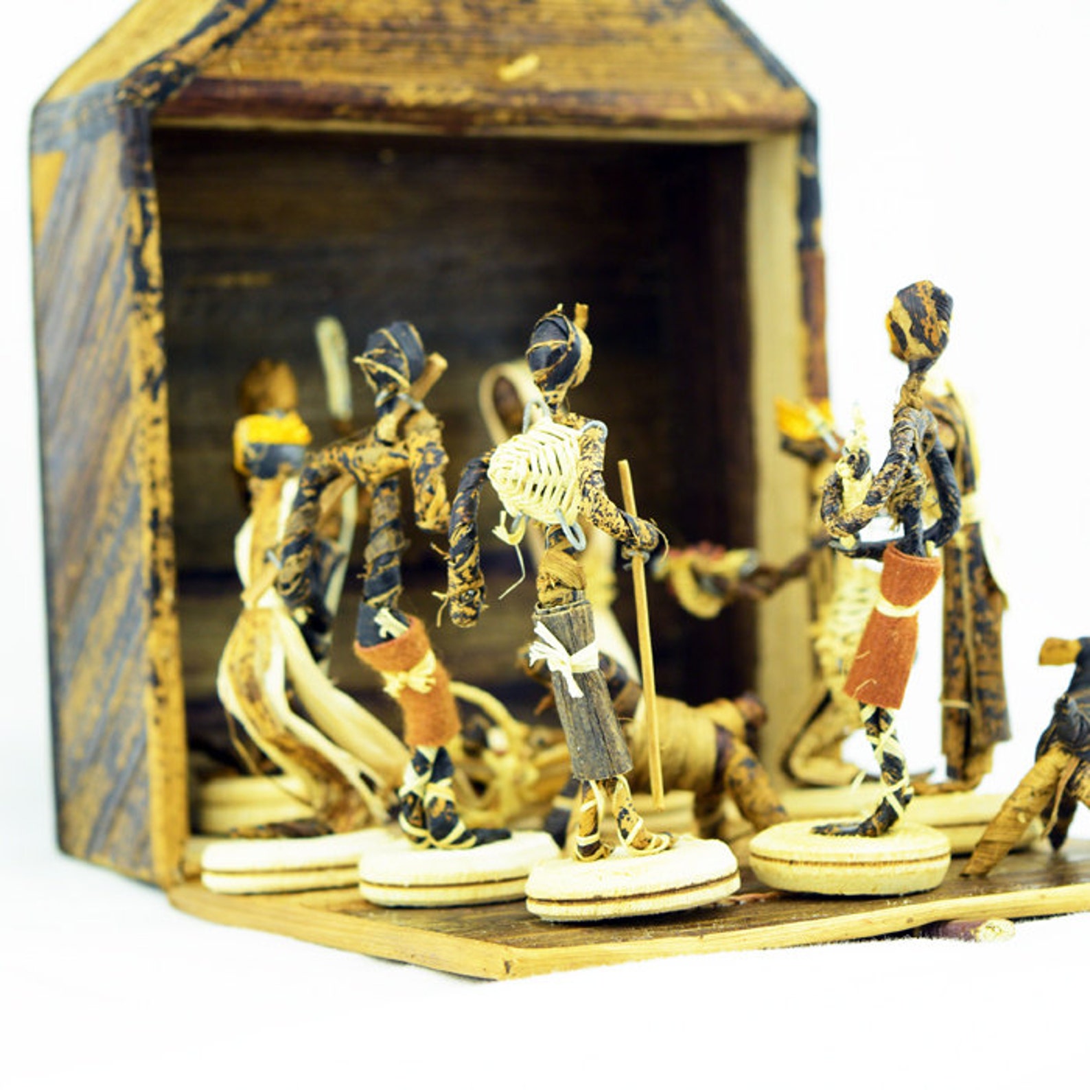 African Banana Fiber Nativity Set Etsy