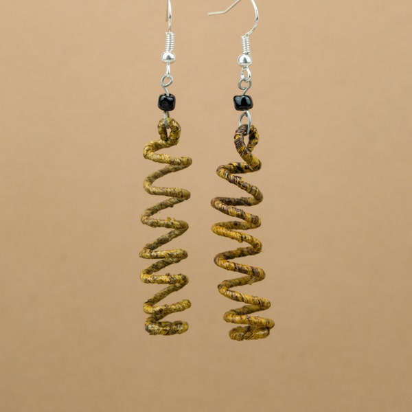 African Banana Fiber Spiral Earrings