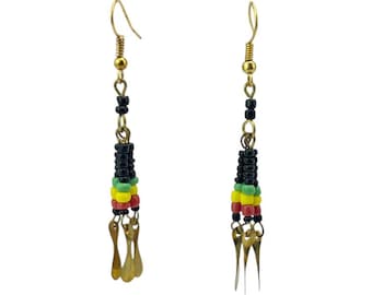 African Brass Maasai Beads Rasta Earrings