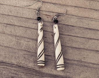 Maasai Market Handmade Brown African Shape Bone Ethnic Earrings Maasai Market Handmade Brown African Shape Bone Ethnic Earrings