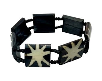 Star Burst Batik Print Bone Bracelet 273-32