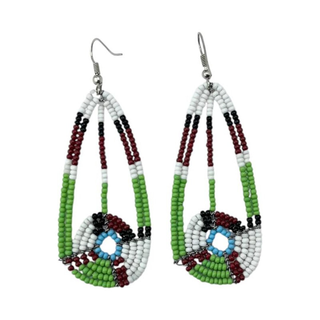 African-Kenya Maasai Handmade Seed Beads multicolored earrings main image 0