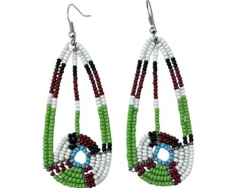 Maasai Market African Handmade Beaded Multi Color Teardrop Earrings MM-633-135