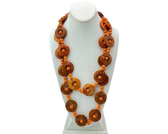 Maasai Market African Jewelry Handmade Necklace Boho Coconut Shell Disk Bead