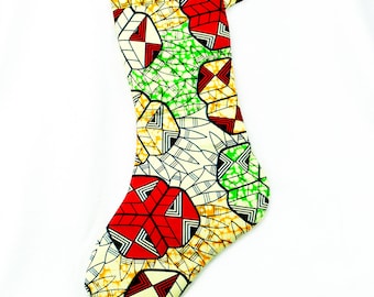Large African Wax Print Fabric Christmas Stocking