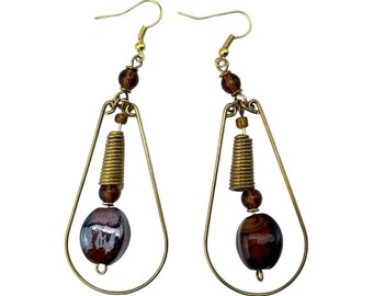Brown African Amani Brass Earrings