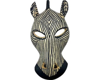 Handcarved African Zebra Mask
