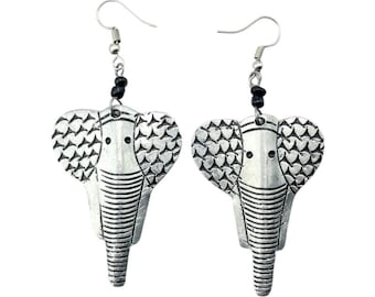 Recycled Aluminium Stamped Elephant Earrings - Handmade African Earrings