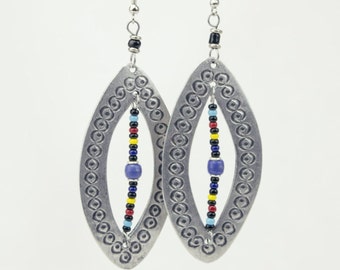 Aluminum Hand Stamped Shield Shaped Earrings