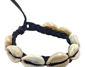 African Bracelet - Handmade Cowrie Shell Braided Leather Bracelet