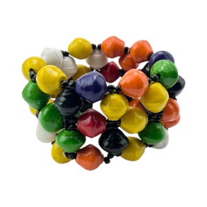Recycled Multi-Color Paper Bead Elastic Bracelet