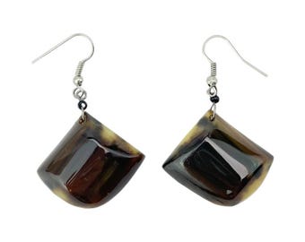 African Earrings - Handmade Cow Horn Dangle Earrings