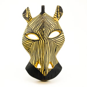 African Hand Carved Wood Zebra Mask