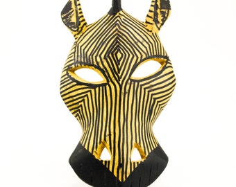 African Hand Carved Wood Zebra Mask