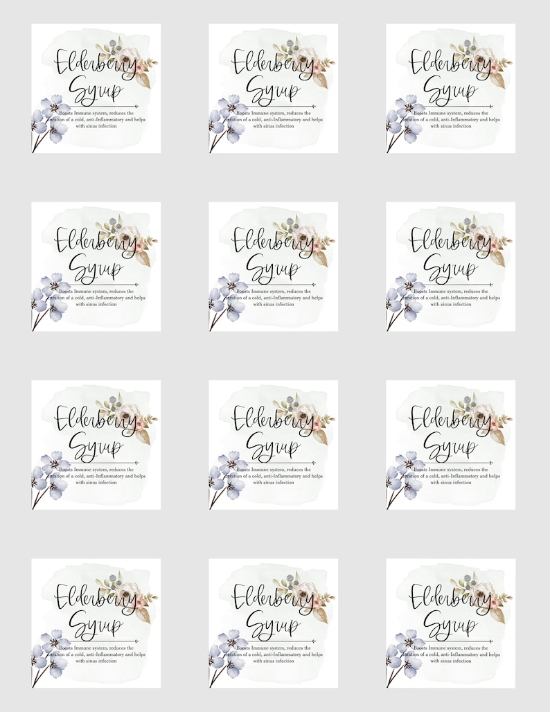 Elderberry 4x6 and 5x7 sized Winter Essential Oil Roller Blend Recipes Printable Winter Wellness Essential Postcard and Labels Set