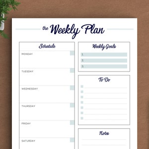 Printable Weekly Planner To Do List, Weekly Planner US Letter Planner, A4 Planner, A5 Planner, Half Size Planner Instant Download PDF image 1