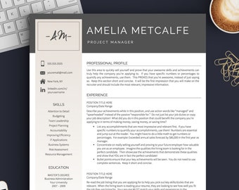 Creative Resume Template for Word & Pages | 1, 2 and 3 Page Resume Template + Cover Letter + References + Icons | Creative Resume Template