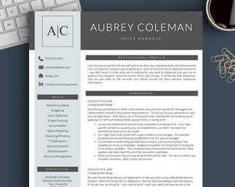 Creative Resume Template for Word and Pages | 1, 2 and 3 Page Resume Template + Cover Letter + Icons | Creative CV Template, Modern Resume