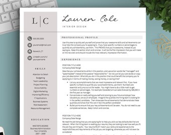 Creative Resume Template for Word & Pages | CV Design | CV Elegant | Fashion Resume CV Template | Modern Resume Template Instant Download |