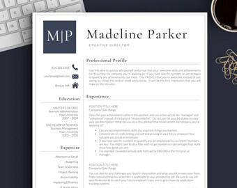 Professional Resume Template for Word & Pages | 1, 2 and 3 Page Resume Template + Cover Letter + References + Icons | Creative Resume