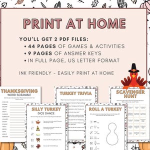 Thanksgiving Day Printable Activities Games for Kids