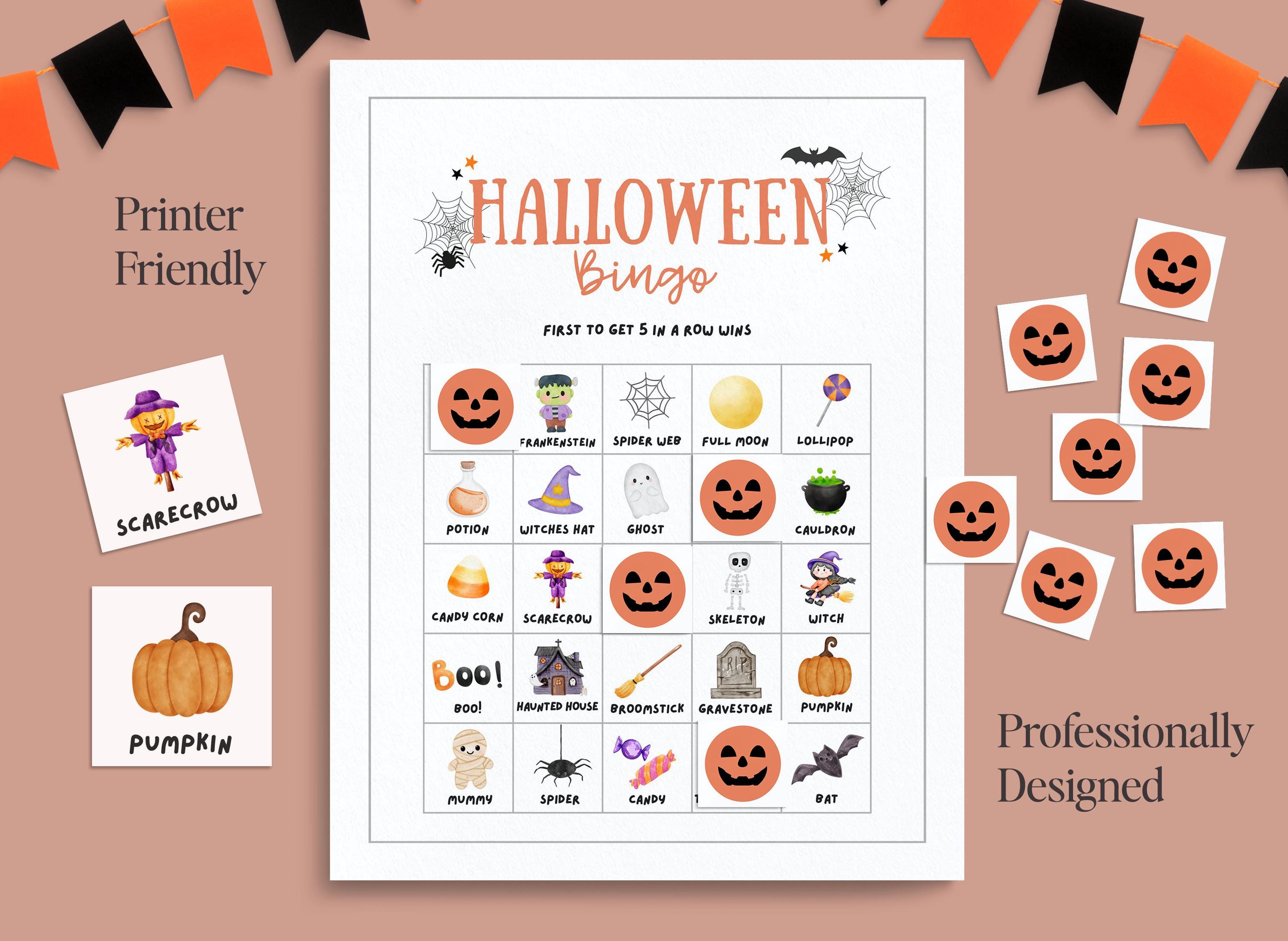 Halloween Bingo Printable Game for Kids & Adults | 50 Unique Cards ...
