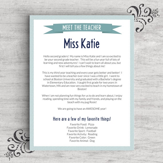 meet the teacher template for word us letter and a4 sizes included 2 color schemes instant download meet the teacher letter templates