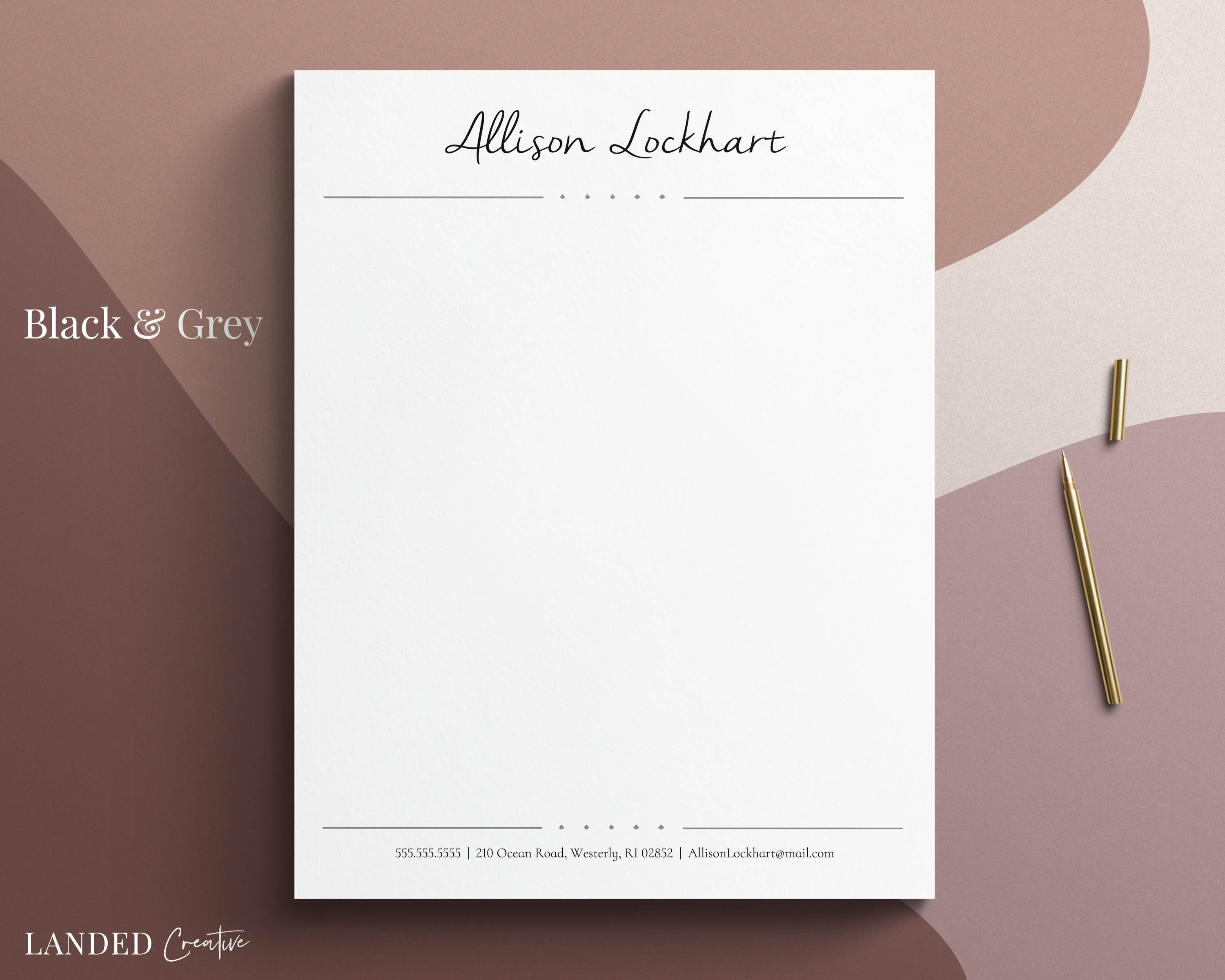 Elegant Letterhead Template For Word DIY Custom Letterhead Etsy
