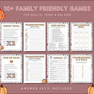Printable Thanksgiving Games for Family Adults Teens Kids