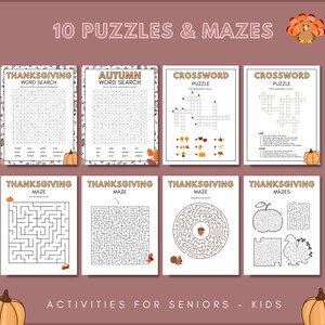 Thanksgiving Day Printable Activities Sheets Puzzles Mazes Word Search Crossword