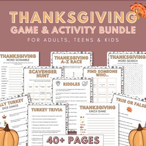 Printable Thanksgiving Games and Activities for adults teens and kids family senior group church