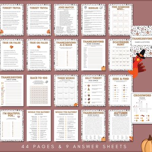 Thanksgiving Printable Activities and Games for adults kids teens toddlers preschoolers family fun