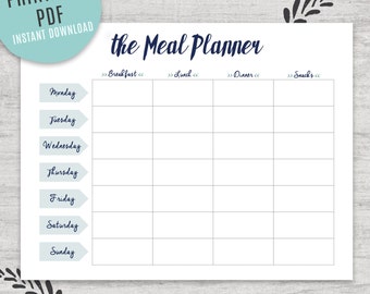 Printable Meal Planner | Weekly Meal Planner | US Letter Planner & A4 Planner Included | Instant Download PDF