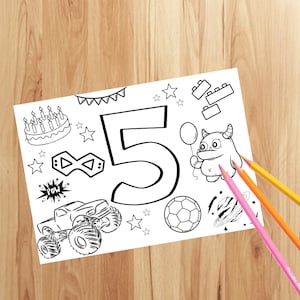 Carte imprimée en couleur pour 5e anniversaire de garçon à la maison